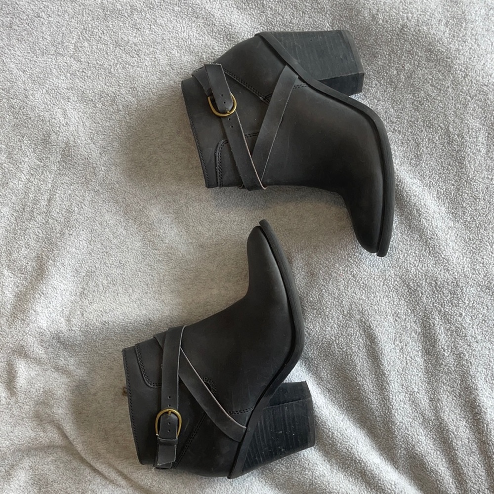 Black Booties with Gold Buckle Detail